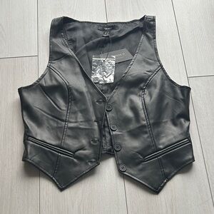 Forever 21 Charcoal Faux Leather Vest